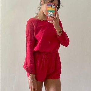 WORN ONCE boutique red backless romper
